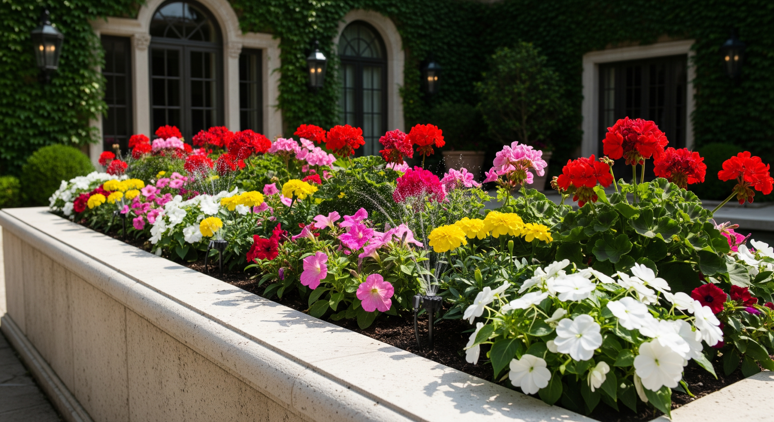 Bồn Hoa trong biệt thự của hệ thống tưới cây tự động