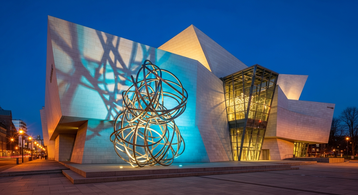 Hình ảnh minh họa hệ thống chiếu sáng thông minh làm nổi bật tác phẩm kiến trúc biệt thự