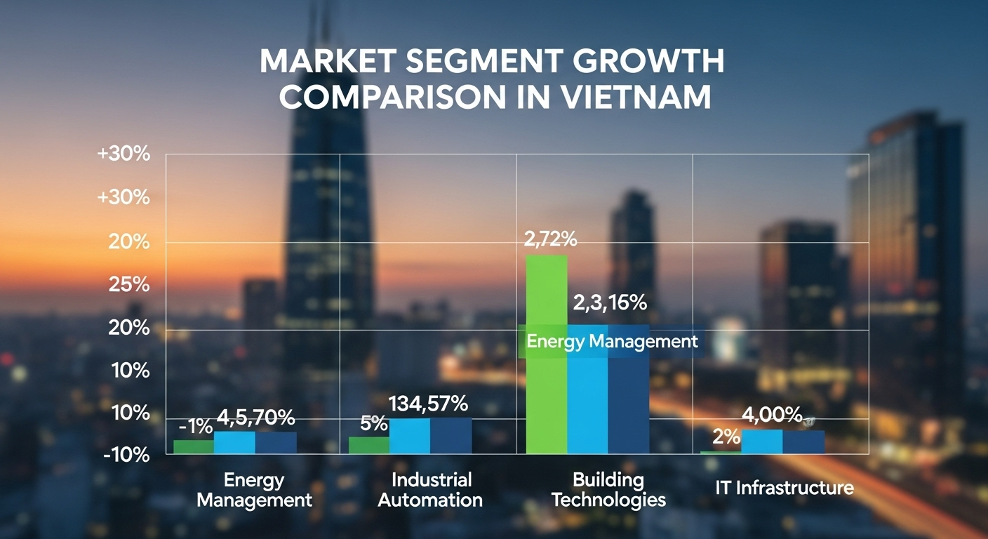 Biểu đồ tăng trưởng của phân khúc Quản lý Năng lượng so với các phân khúc khác tại Việt Nam